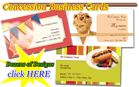 Concession Business Cards Designs for sale
