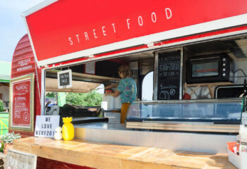 red food truck labelled "street food"
