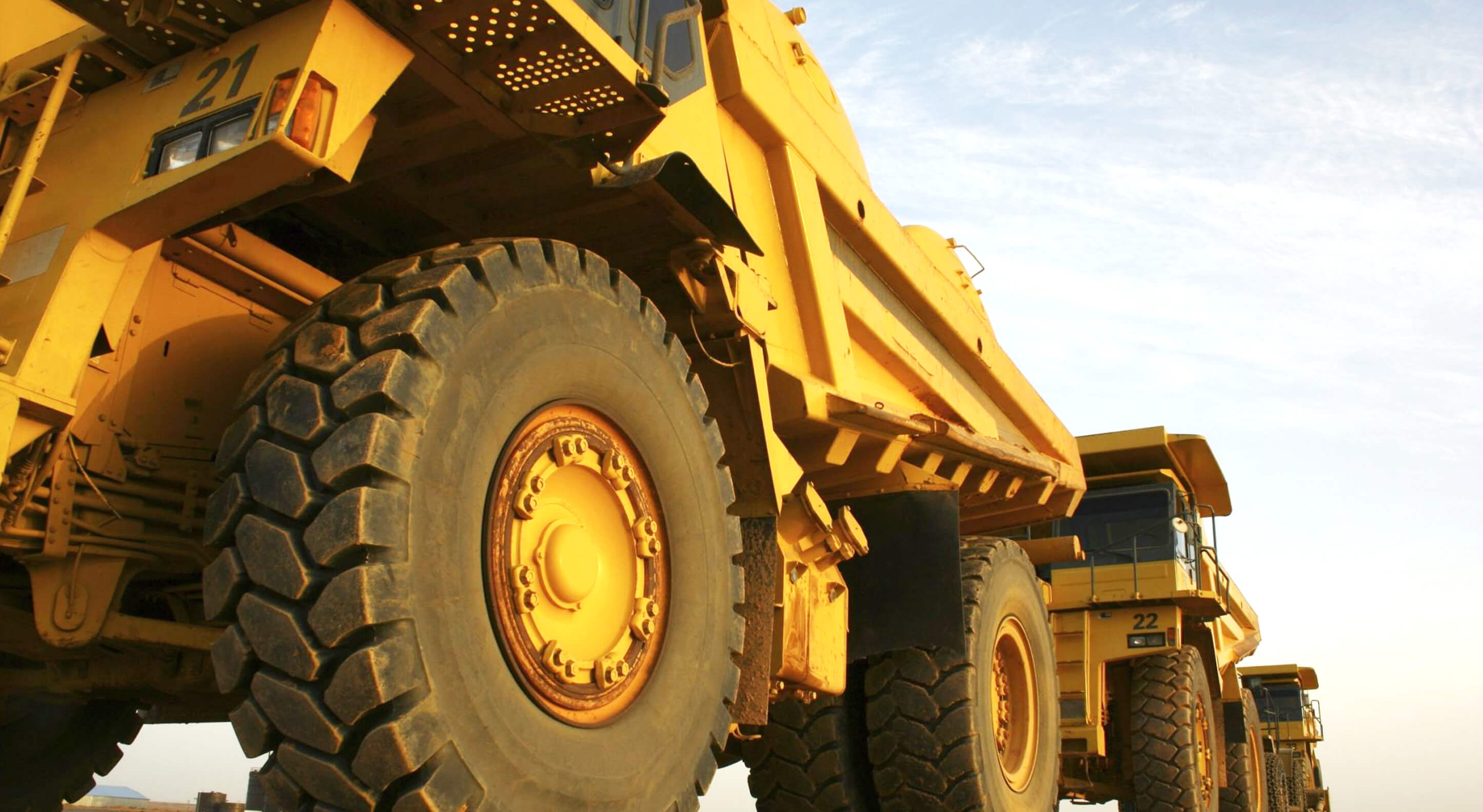 mining dump trucks on a construction site