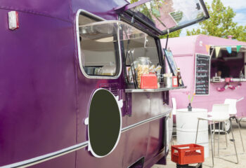 attractive purple-colored food truck