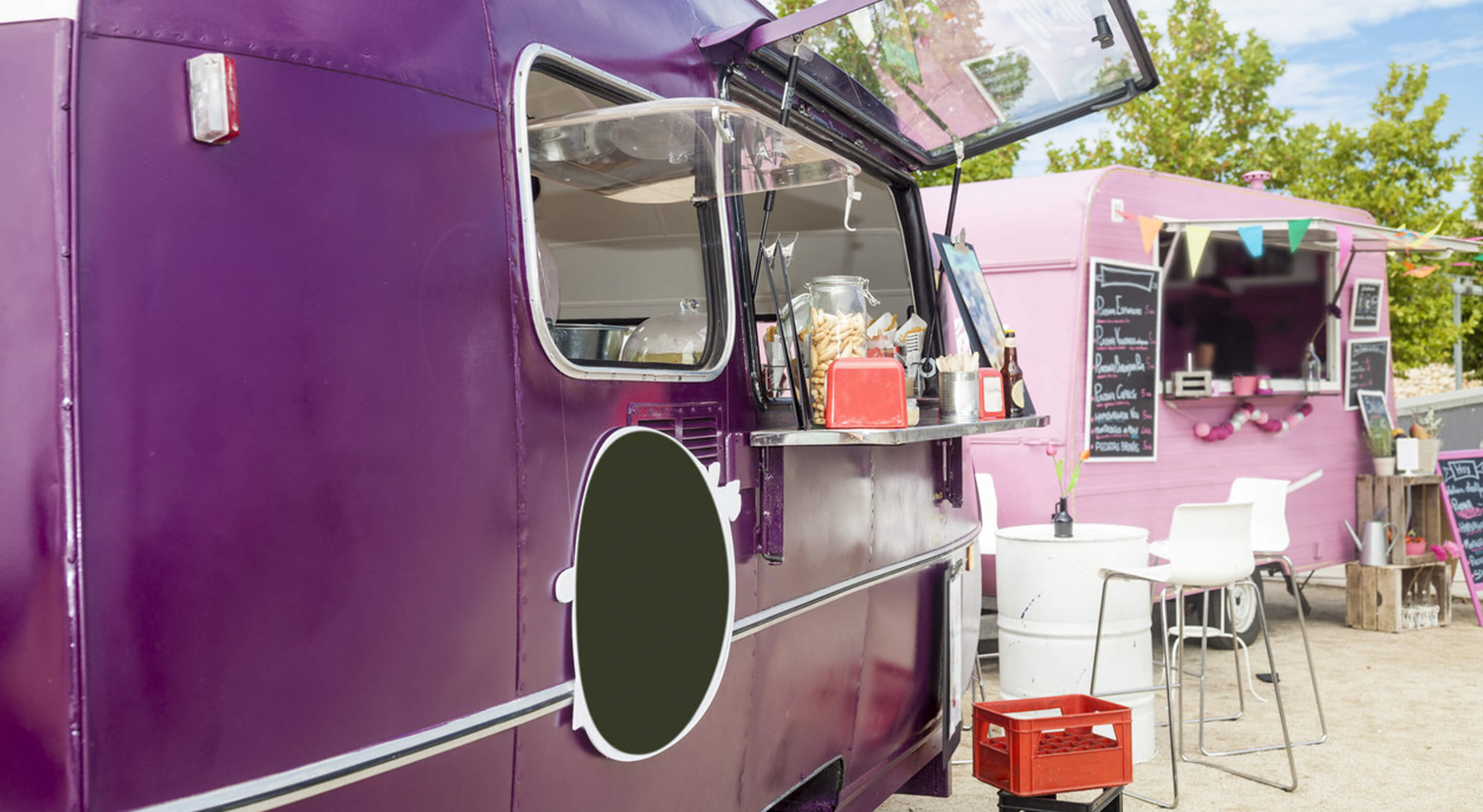 attractive purple-colored food truck