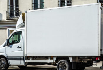 white trailer truck with copy space for advertising