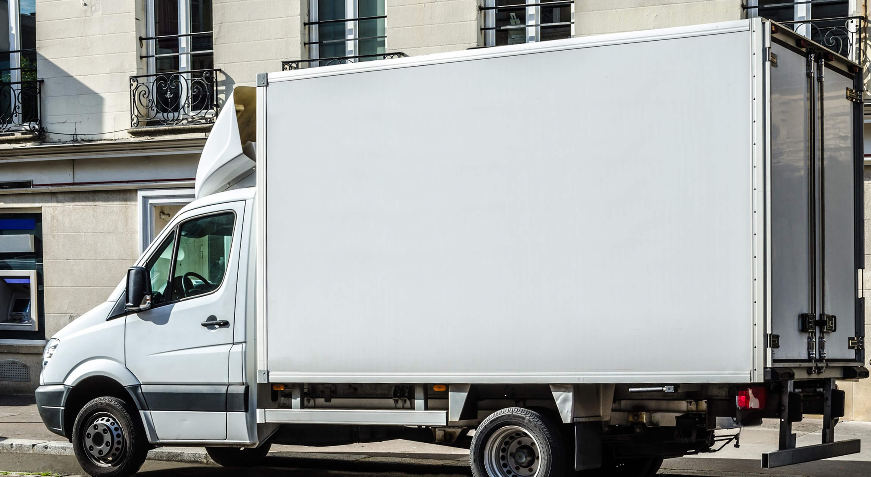 white trailer truck with copy space for advertising