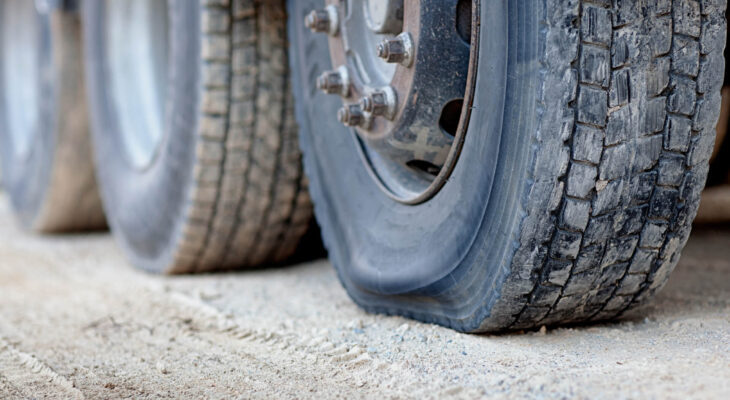 flat tire on a semi trailer