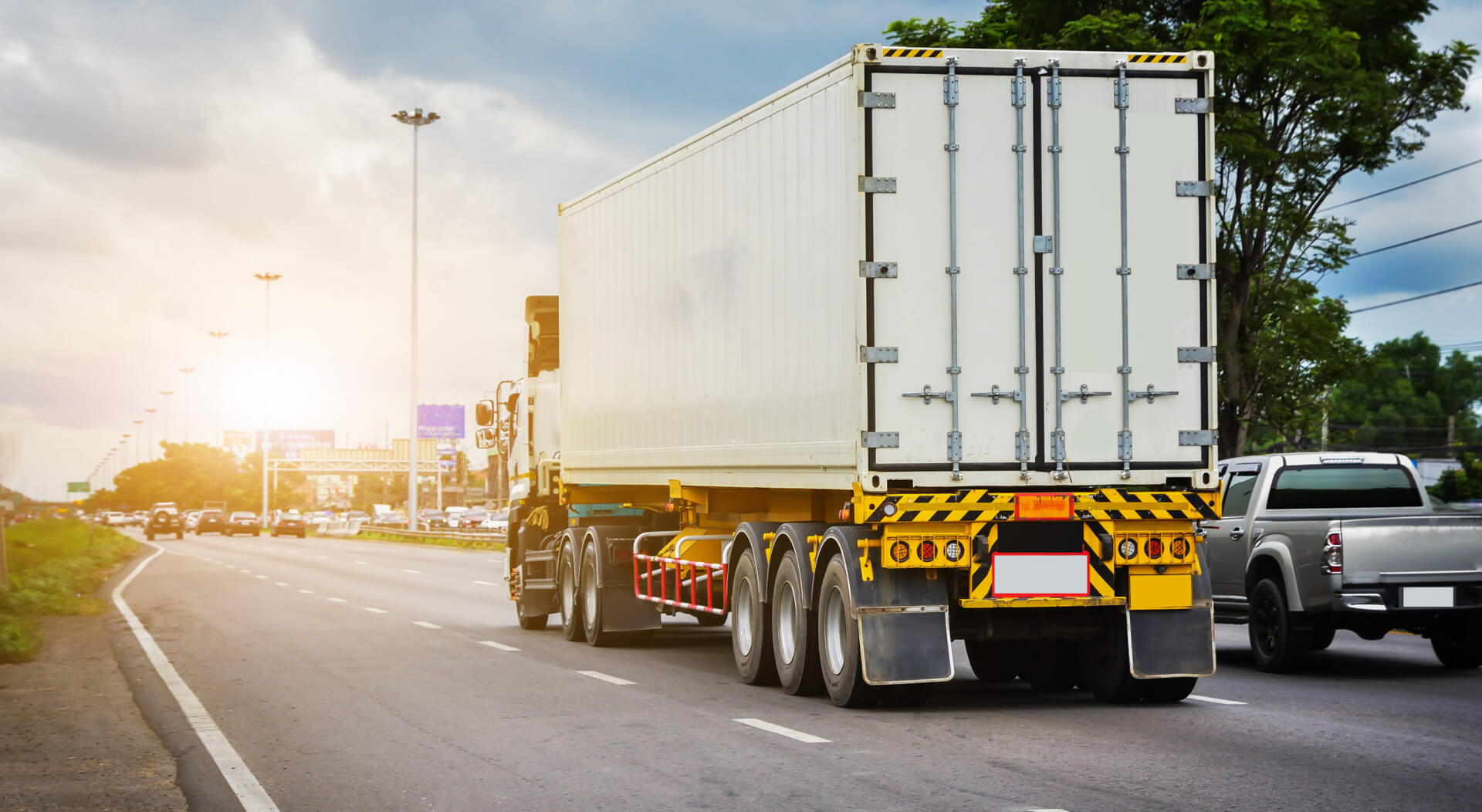 truck driving on highway