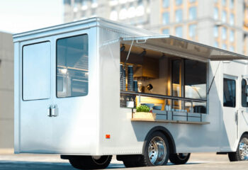 white step van used as a food truck