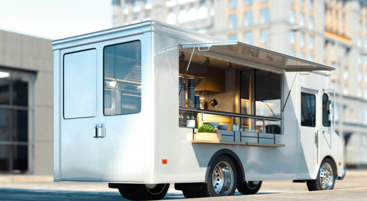 white step van used as a food truck