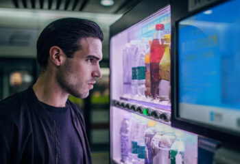 young guy using a vending machine