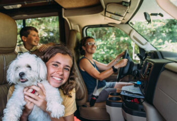 Family on RV Road Trip during summer vacation