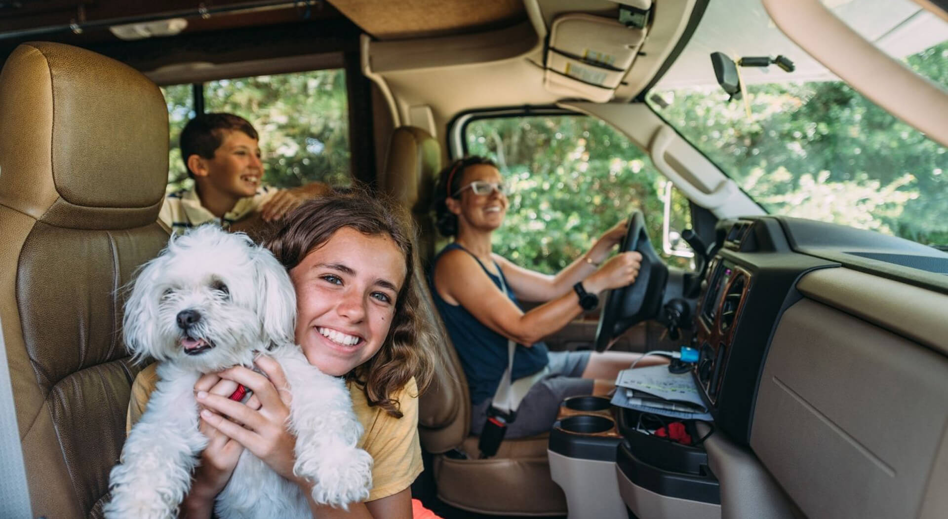 Family on RV Road Trip during summer vacation