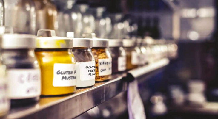 Jars on shelf in a food truck