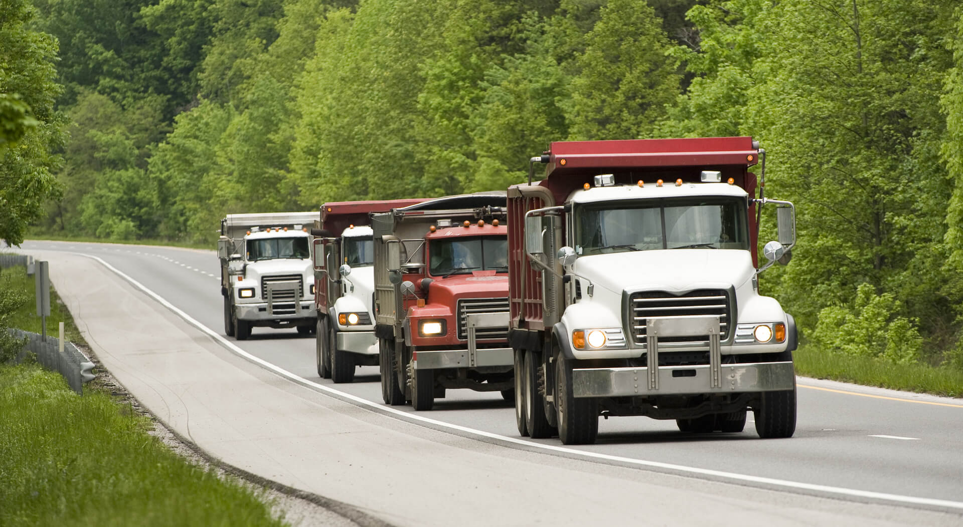 Dump Trucks On Highway