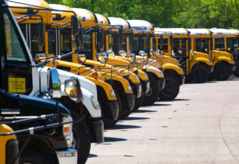 yellow school buses on road during daytime