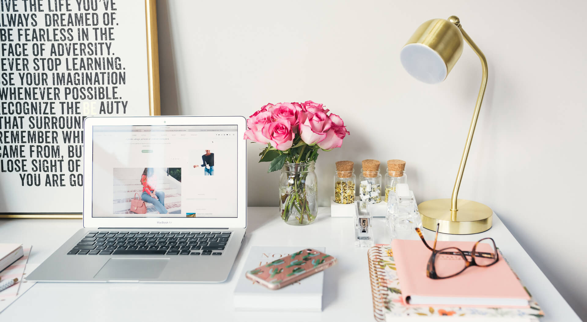 desk setup in an office on wheels