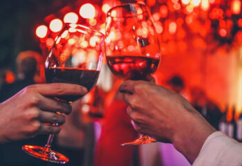 young couple toast at a valentine's party