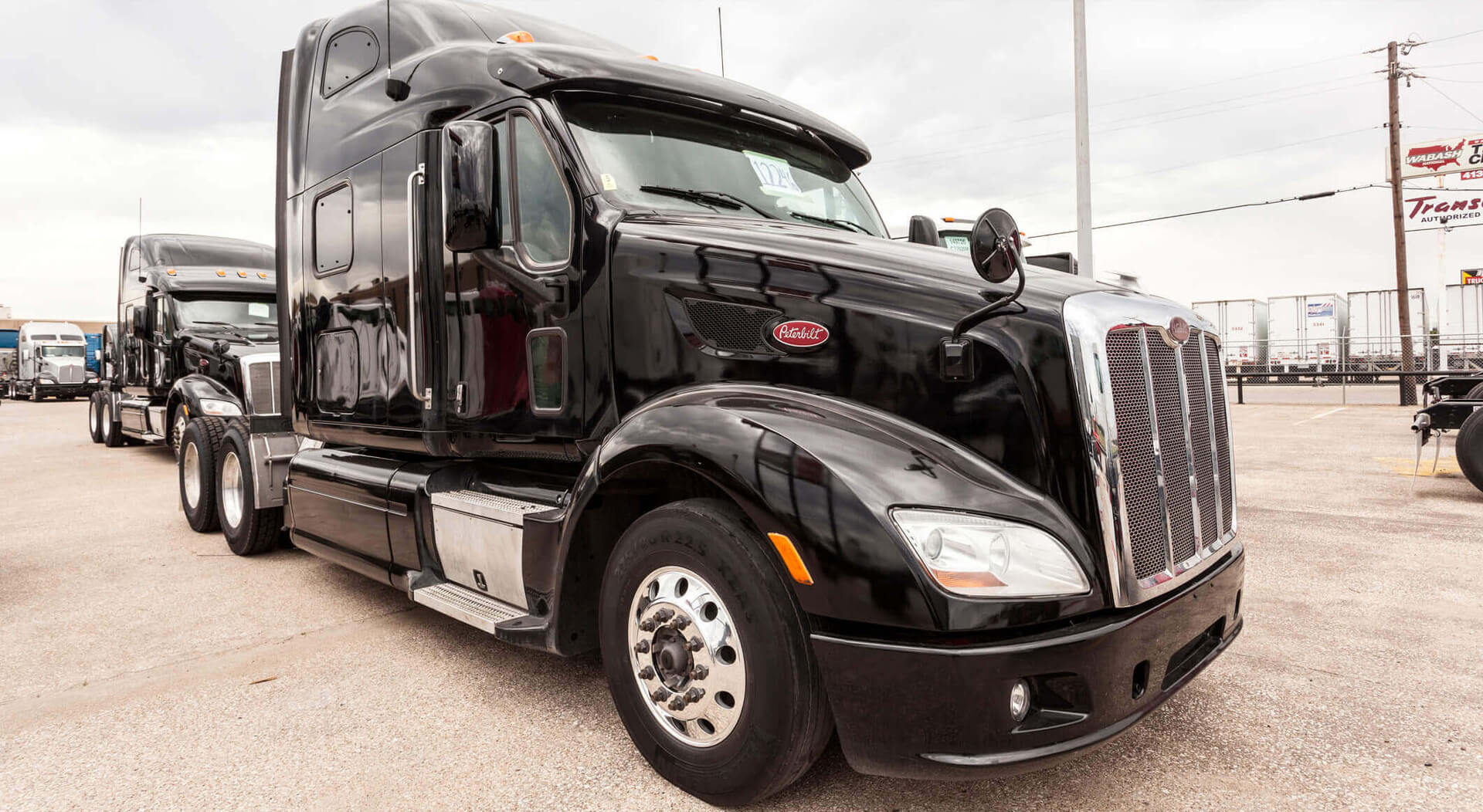 Peterbilt 587 semi trailer truck at the dealership