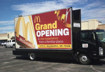 mcdonald's advertisement on a mobile promotional truck