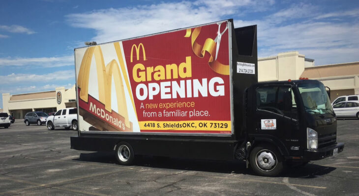 mcdonald's advertisement on a mobile promotional truck