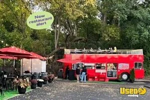 1980 Double Decker Bus All-purpose Food Truck Stainless Steel Wall Covers Michigan Diesel Engine for Sale
