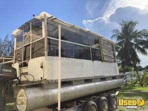 1985 Pontoon Food Boat Coffee & Beverage Truck Diamond Plated Aluminum Flooring Florida Gas Engine for Sale