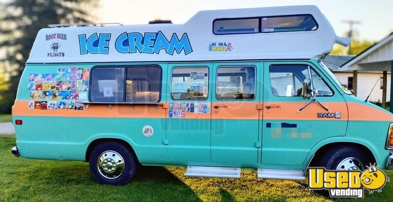1985 Ram B350 Extended Van Ice Cream Truck Michigan Gas Engine for Sale