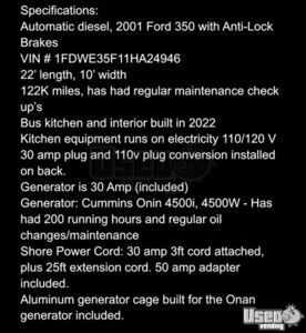 2001 350 Coffee & Beverage Truck Convection Oven Montana Diesel Engine for Sale
