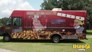 2002 Step Van Barbecue Food Truck Barbecue Food Truck Concession Window Florida Gas Engine for Sale