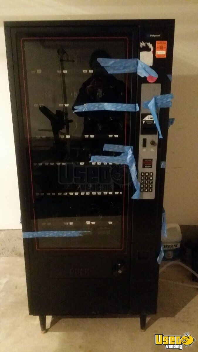 Narrow Used Polyvend 32 Selection Snack & Can Vending Machine 