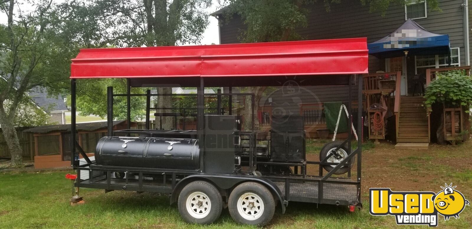 2010 - 7' 16' Open Covered BBQ Smoker Trailer | and BBQ Rig for Sale in Georgia!