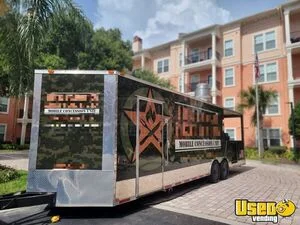 2016 28x8.5 V-nose Barbecue Concession Trailer Barbecue Food Trailer Stainless Steel Wall Covers Florida for Sale