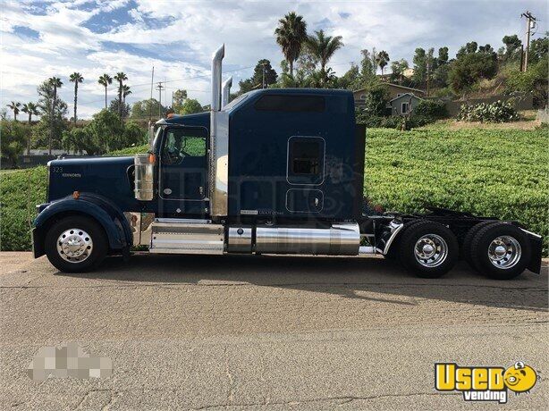 Black 2 Drawer Cabinet W/ Refrigerator Mount & Microwave Passenger Side For  Kenworth W900 - 4 State Trucks