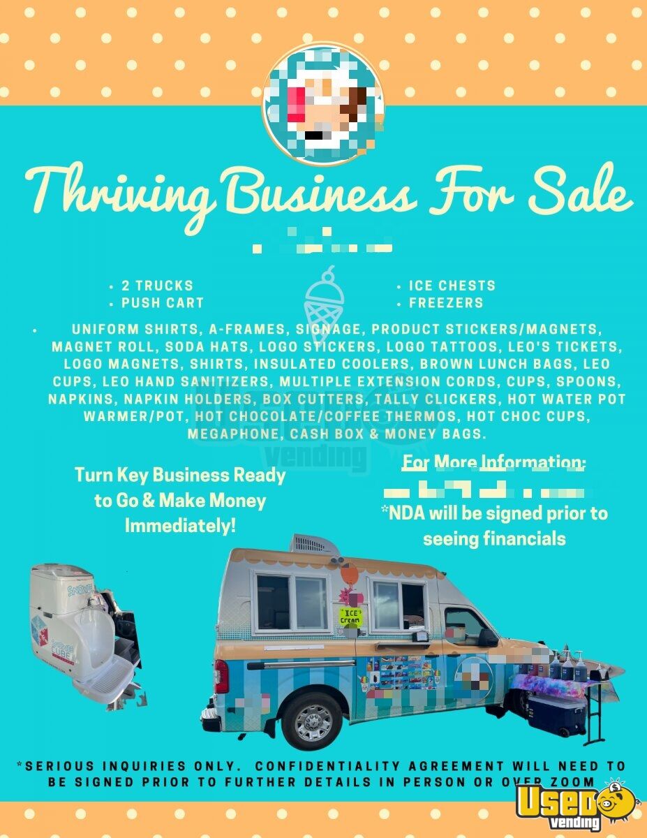 MultiUnit Thriving Ice Cream Trucks Shaved Ice Corporate Catering & Private Event Business