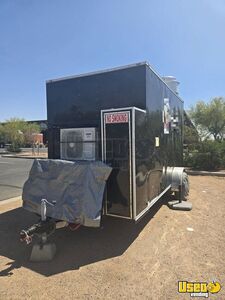 2021 Black 7 X 12 Concession Food Trailer Kitchen Food Trailer Diamond Plated Aluminum Flooring Arizona for Sale
