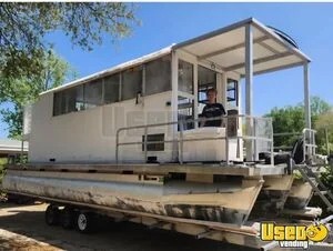 2021 Tritoon Kitchen Food Trailer Diamond Plated Aluminum Flooring Florida Gas Engine for Sale