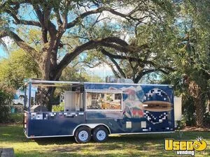 2022 8.6' x 24' Barbecue Kitchen Food Concession Trailer with Porch and 5' Smoker for Sale in Florida!