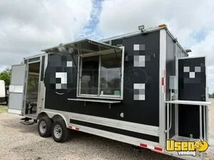 Clean 2024 8' x 20' Barbecue Kitchen Food Concession Vending Trailer with Porch and Smoker for Sale in Texas!