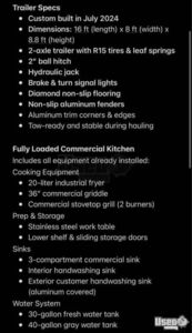 2024 Kitchen Trailer Kitchen Food Trailer Work Table Texas for Sale