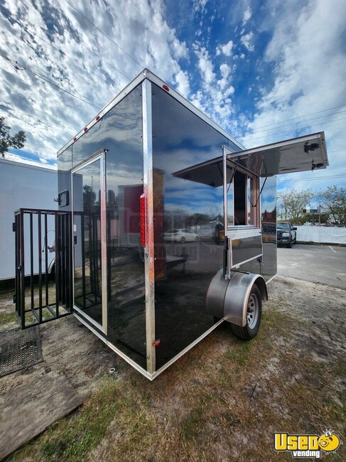 2025 7x12 Black Kitchen Food Trailer Florida for Sale