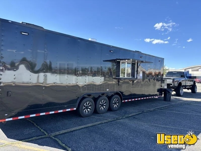 2025 8.5x32 Black W/bo Cust Conc-11401 8.5'x32' Black W/ Blackout Custom Concession Kitchen Food Trailer Colorado for Sale