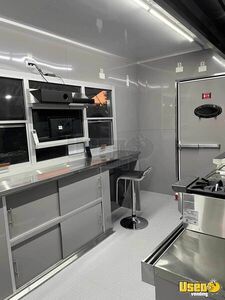 2025 Concession Trailer Kitchen Food Trailer Diamond Plated Aluminum Flooring Texas for Sale