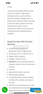 Ams Snack Machine 5 Florida for Sale