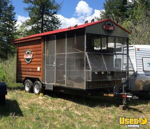 Turn Key - 2010 8' x 18'  Log Cabin Style Barbecue Food Trailer for Sale in Arizona!