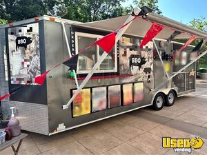 Well Equipped - 28' Barbecue Food Concession Trailer with Porch for Sale in Arkansas!