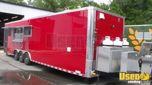 LIKE NEW 2023 8.5' x 32' BBQ Trailer w/ Southern Pride Smoker Full Kitchen w/ Porch  + Bathroom for Sale in Florida!