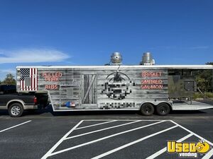 LOADED 2008 Wells Cargo 8.5' x 38' BBQ Smoker Concession Trailer w/ FULL KITCHEN & Open Porch for Sale in Florida!