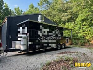 LIKE NEW 2023 8.5' x 24' Worldwide Kitchen Food Trailer w/ Open Porch & Pro-Fire Suppression for Sale in Georgia!