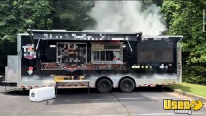 2021 - 26' Mobile Catering BBQ Concession Trailer with Custom Built-In 7' Two-Sided Smoker for Sale in Georgia!
