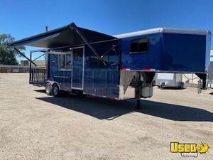 Custom 2021 34' Gooseneck Commercial Kitchen Trailer w/ BBQ Porch & Living Quarters for Sale in Idaho!