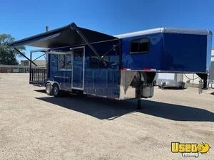 Custom 2021 34' Gooseneck Commercial Kitchen Trailer w/ BBQ Porch & Living Quarters for Sale in Idaho!