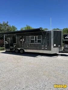 2023 8.5' x 24'  Barbecue Food Concession Trailer with Porch and Smoker for Sale in Illinois!